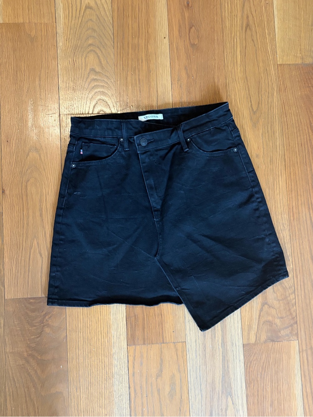 Vigoss Black Denim Skirt with Button Detail